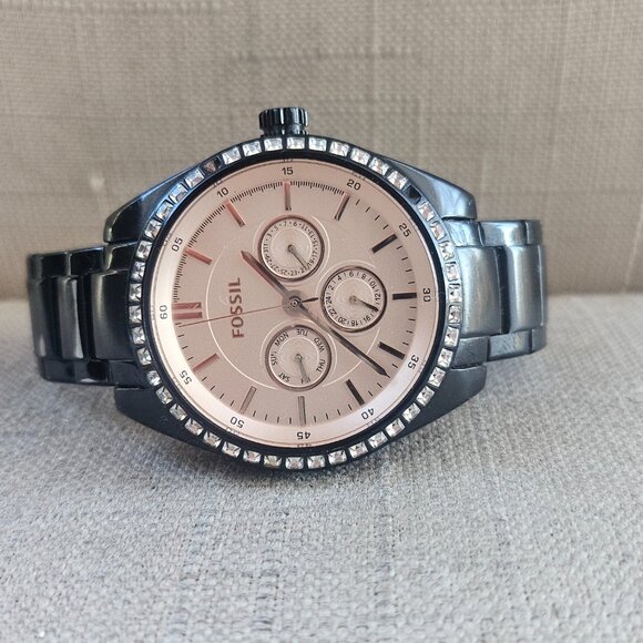Fossil Women Watch Black Tone Metal Band Analog Multi Function wristwatch - Picture 3 of 11